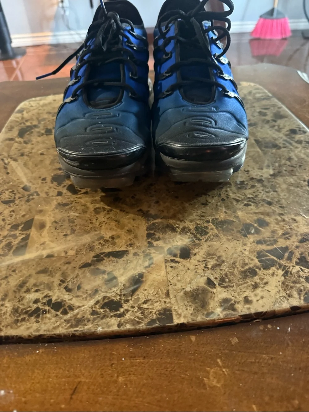 Men's Running Sneakers - Black and Blue with Red Accent Nike vapormax